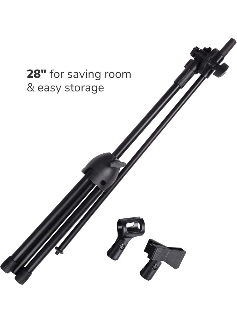 eWINNER 2-Pack Microphone Floor Stand Heavy Duty Adjustable Collapsible Tripod Boom Mic Stands w/2 Mic Clip Holders for Performance/Karaoke Singing/Speech/Wedding/Stage Party Outdoor Activity - Image 2